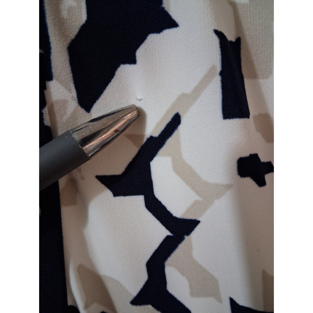 Lauren Ralph Lauren Navy Blue Cream Abstract Ruched Sheath Dress Size 6 - Picture 4 of 4